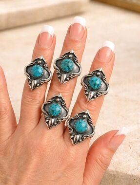 Turquoise Oxidized Solid Sterling Gemstone Ring